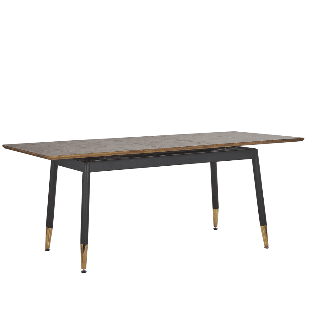 Beliani Rozkladací jedálenský stôl 160/200 x 90 cm tmavé drevo s čiernou CALIFORNIA